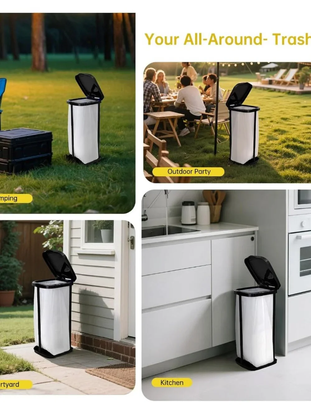 Foldable Trash Bag Stand – Adjustable Portable Garbage Rack Holder for Camping
